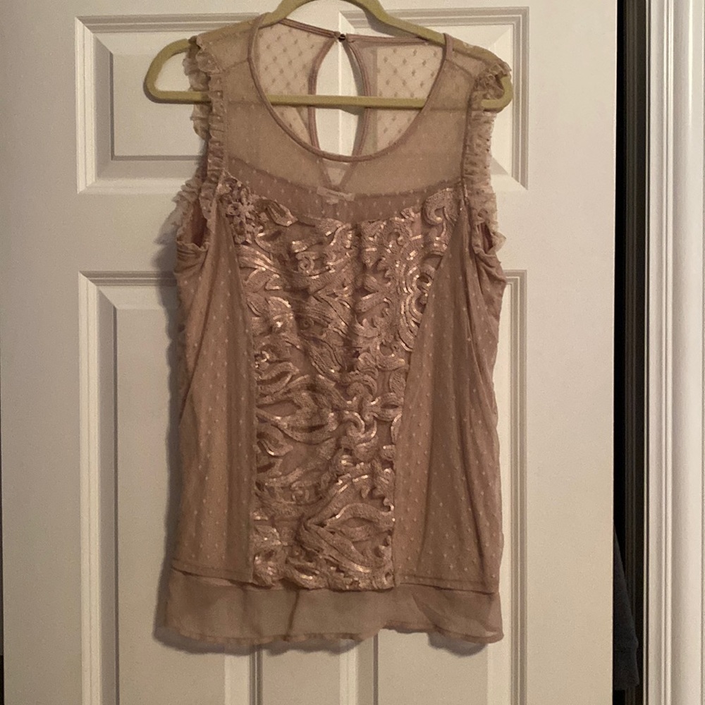 Vintage style camisole top with sequence and frilled trim size large